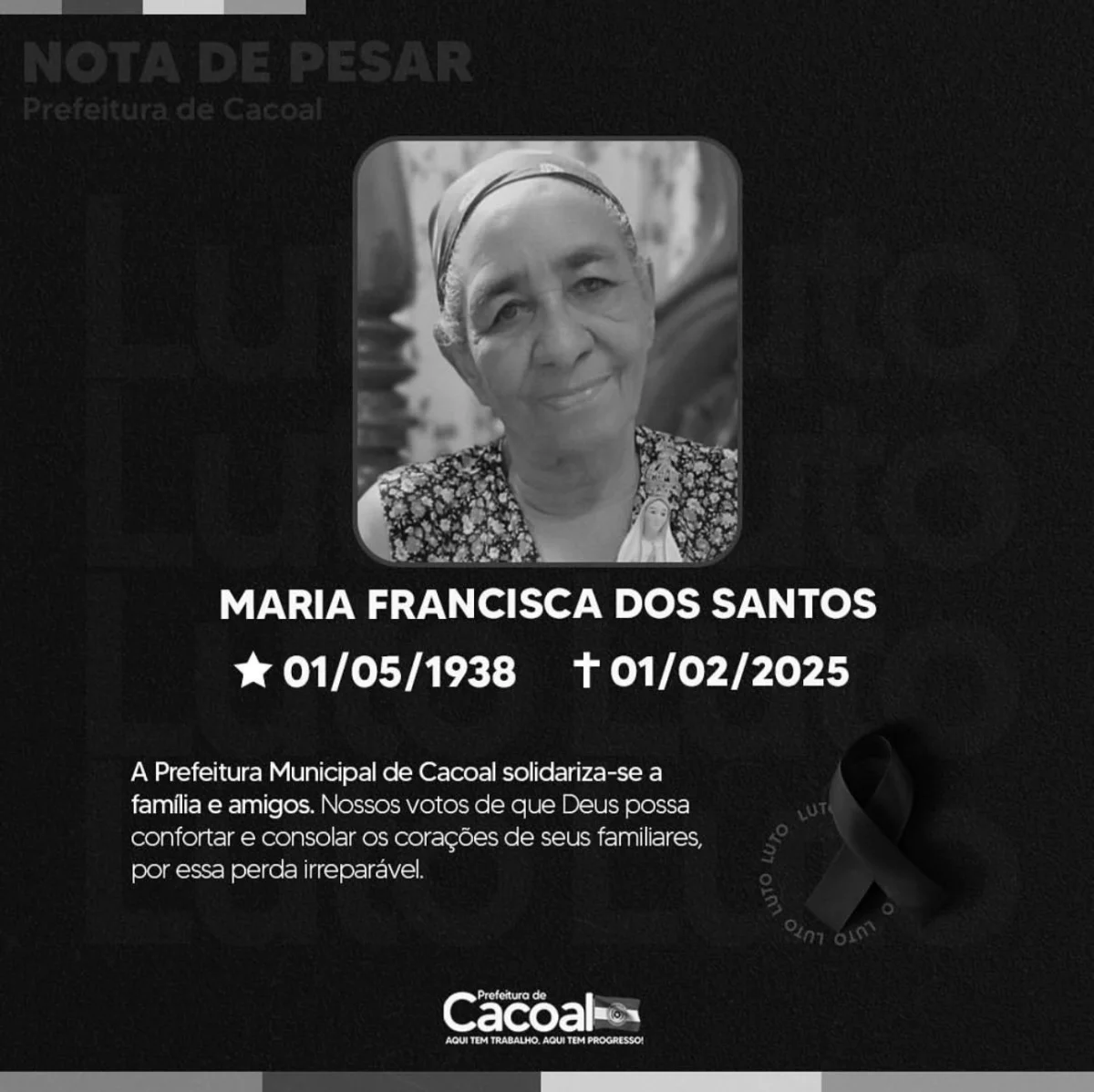 Cacoal perde pioneira que ajudou a construir a história da cidade